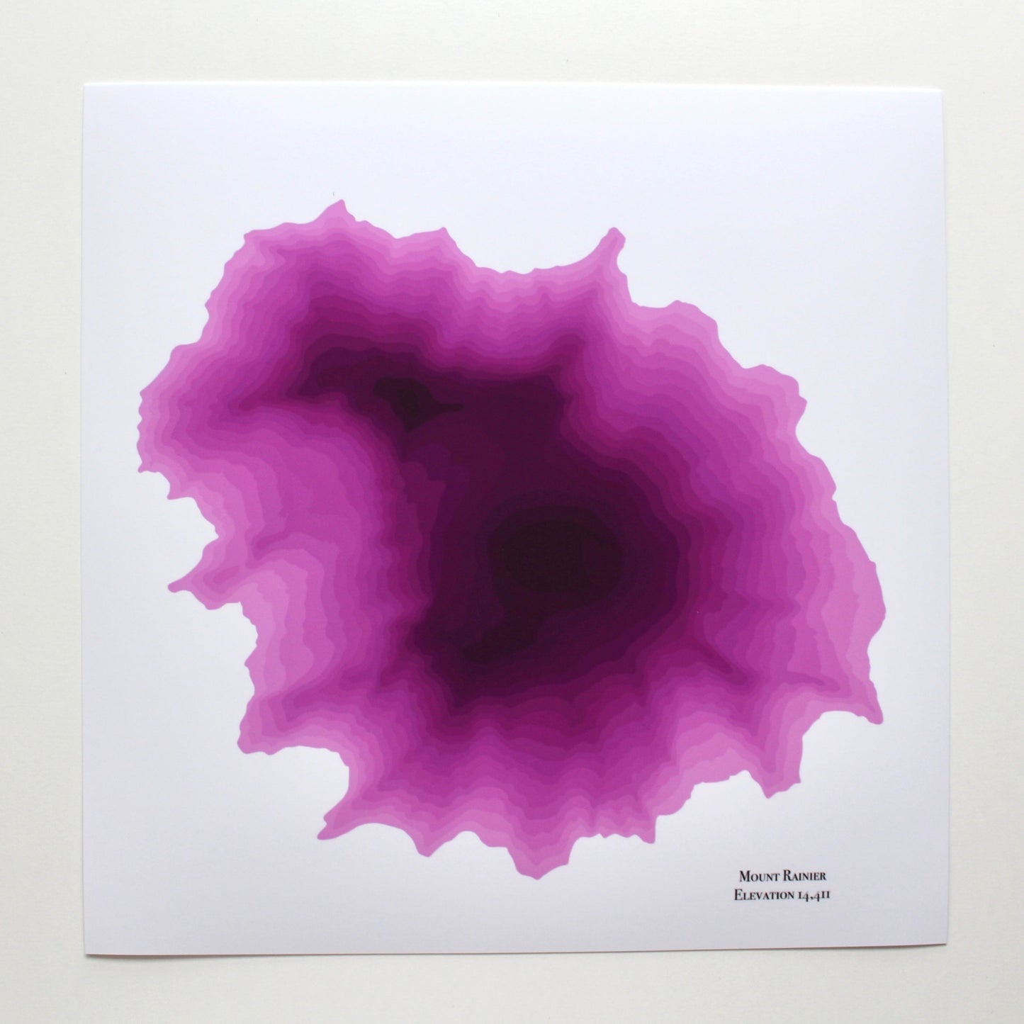 Mt Rainier Abstract Topography (Pink)
