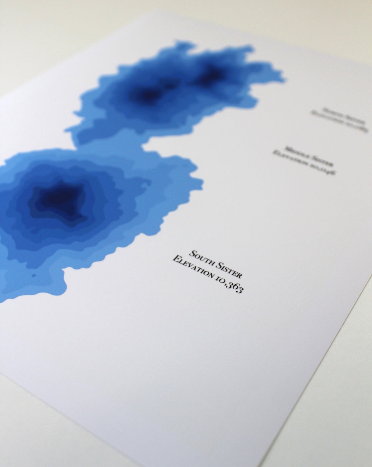 Three Sisters Abstract Topography Print (Blue)